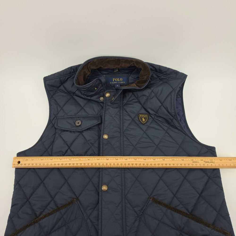 Polo Ralph Lauren Mens Navy Blue Quilted Vest Corduroy Trim Size Medium - Picture 6 of 7